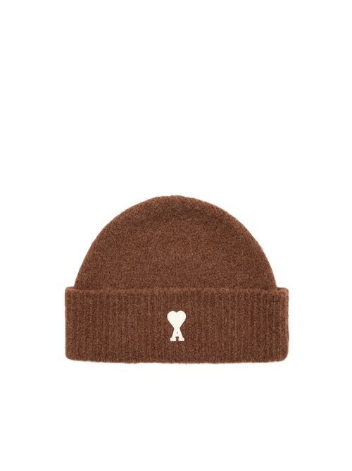 Berretto in maglia di alpaca. Ami Paris | UBO005.KN0135.A362MARRONCHOCOLAT/ECRU